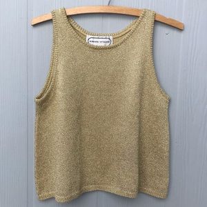 Vintage 1980's Adrienne Vittadini Gold Metallic Knit Top
